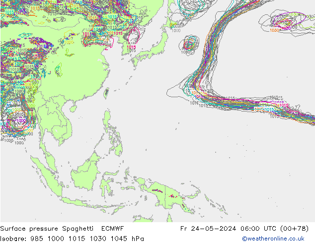 ciśnienie Spaghetti ECMWF pt. 24.05.2024 06 UTC