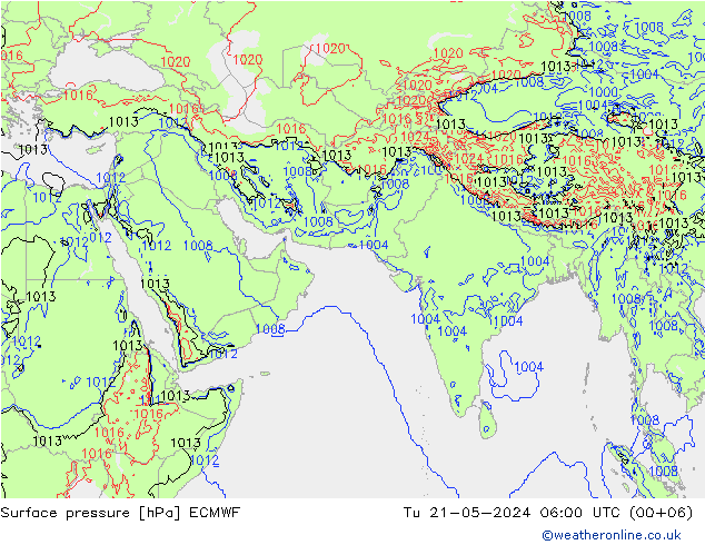 地面气压 ECMWF 星期二 21.05.2024 06 UTC