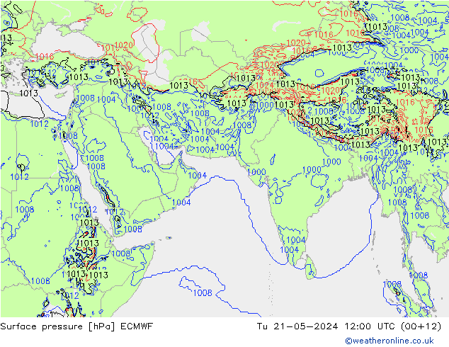 Bodendruck ECMWF Di 21.05.2024 12 UTC