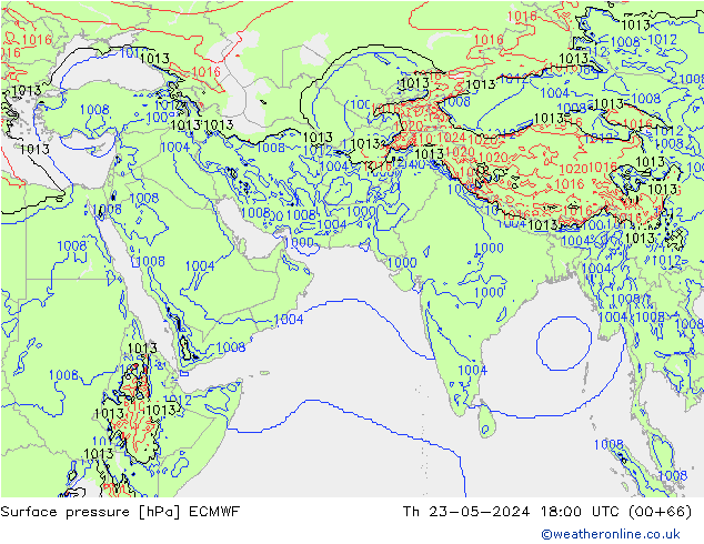 ciśnienie ECMWF czw. 23.05.2024 18 UTC