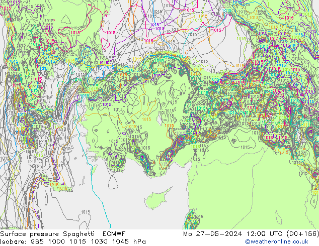 pression de l'air Spaghetti ECMWF lun 27.05.2024 12 UTC