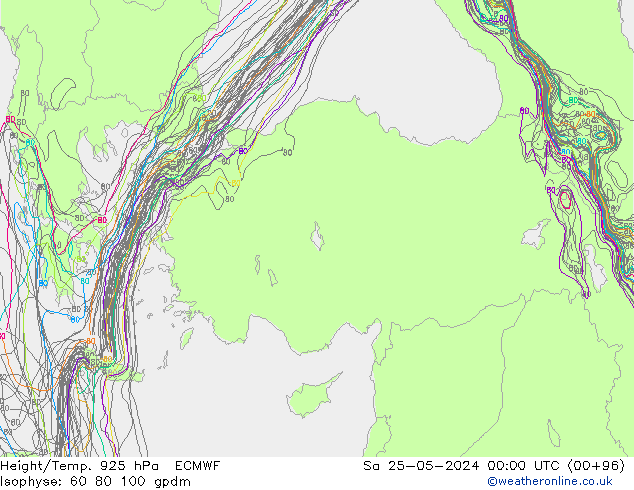 Height/Temp. 925 hPa ECMWF Sáb 25.05.2024 00 UTC