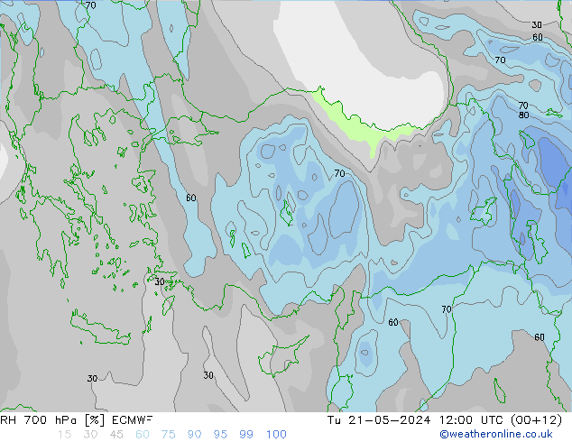 RH 700 hPa ECMWF mar 21.05.2024 12 UTC