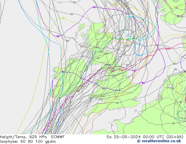 Yükseklik/Sıc. 925 hPa ECMWF Cts 25.05.2024 00 UTC