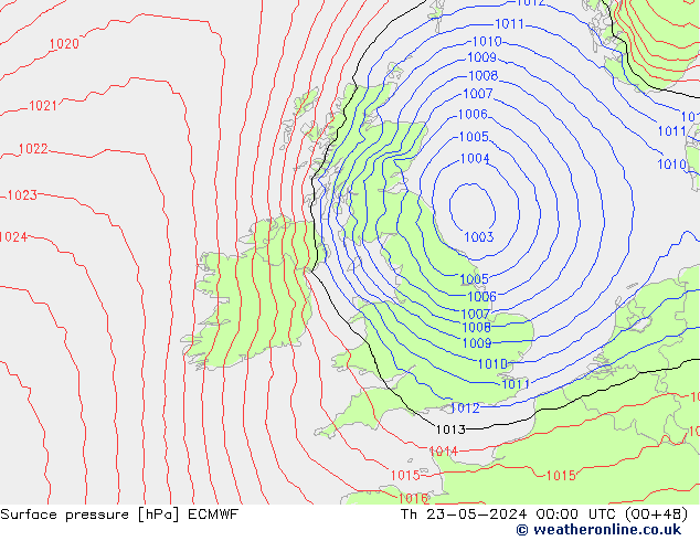 Surface pressure ECMWF Th 23.05.2024 00 UTC