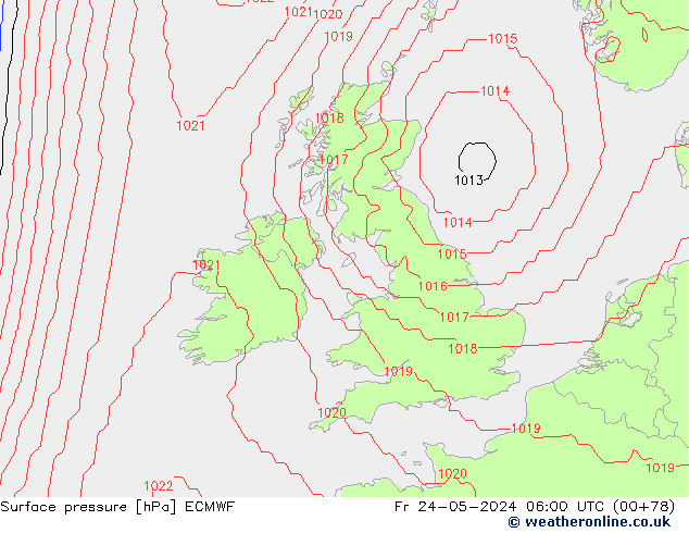 pressão do solo ECMWF Sex 24.05.2024 06 UTC