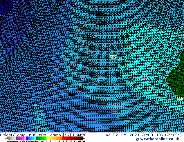 Yükseklik/Sıc. 500 hPa ECMWF Çar 22.05.2024 00 UTC