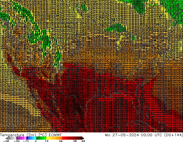 Temperature (2m) ECMWF Po 27.05.2024 00 UTC