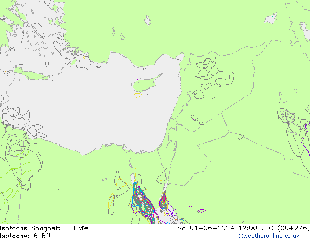 Isotaca Spaghetti ECMWF sáb 01.06.2024 12 UTC