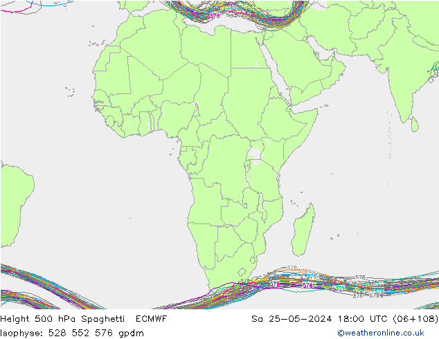 Height 500 hPa Spaghetti ECMWF  25.05.2024 18 UTC