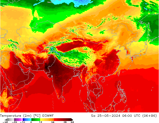 Temperature (2m) ECMWF So 25.05.2024 06 UTC
