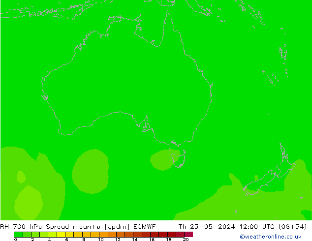 Humidité rel. 700 hPa Spread ECMWF jeu 23.05.2024 12 UTC