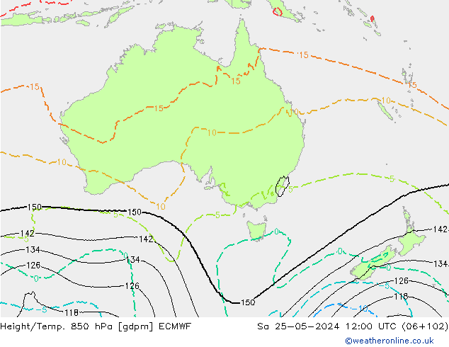 Height/Temp. 850 hPa ECMWF Sa 25.05.2024 12 UTC