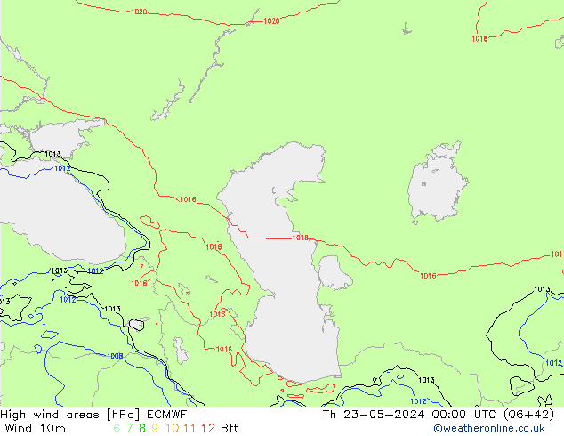 High wind areas ECMWF jeu 23.05.2024 00 UTC