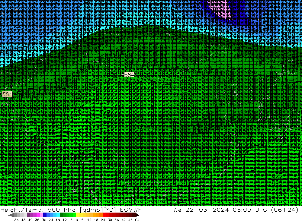 Height/Temp. 500 hPa ECMWF 星期三 22.05.2024 06 UTC