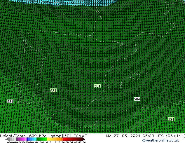 Yükseklik/Sıc. 500 hPa ECMWF Pzt 27.05.2024 06 UTC