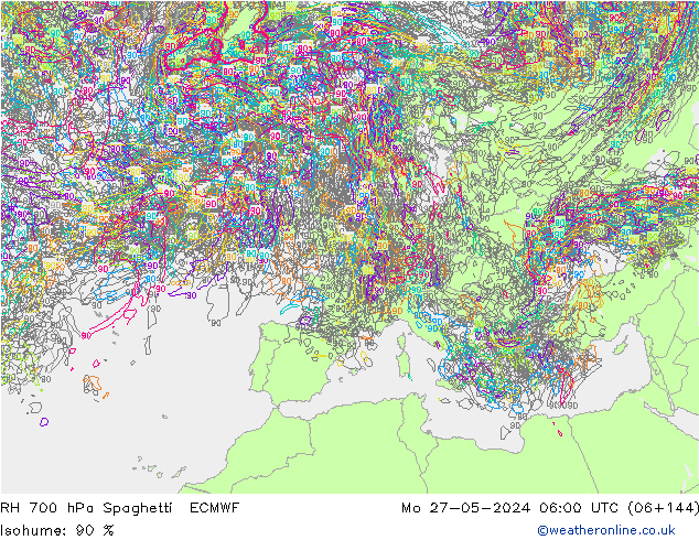 RV 700 hPa Spaghetti ECMWF ma 27.05.2024 06 UTC