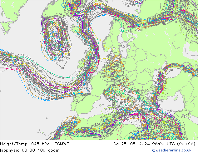Hoogte/Temp. 925 hPa ECMWF za 25.05.2024 06 UTC