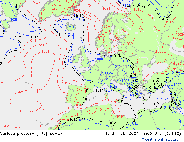 Pressione al suolo ECMWF mar 21.05.2024 18 UTC