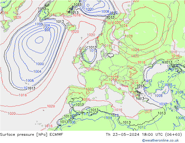 Bodendruck ECMWF Do 23.05.2024 18 UTC