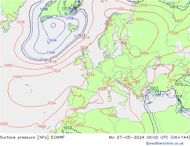 pressão do solo ECMWF Seg 27.05.2024 06 UTC