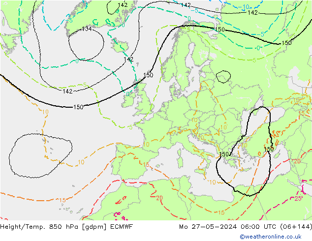 Yükseklik/Sıc. 850 hPa ECMWF Pzt 27.05.2024 06 UTC