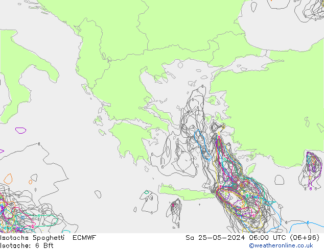 Isotachs Spaghetti ECMWF sab 25.05.2024 06 UTC