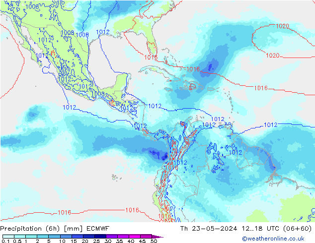Precipitação (6h) ECMWF Qui 23.05.2024 18 UTC