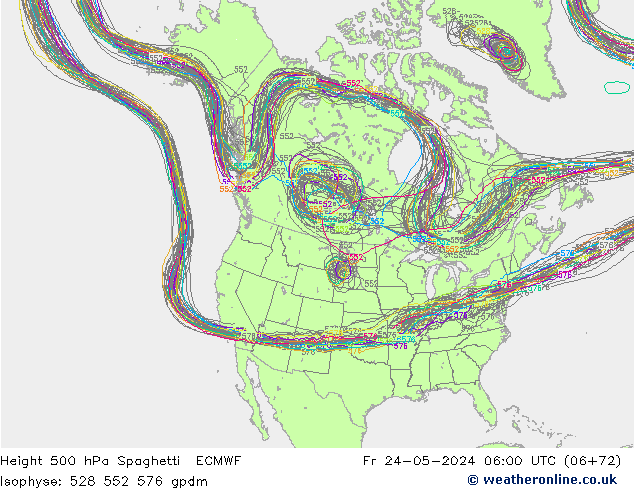 Height 500 hPa Spaghetti ECMWF pt. 24.05.2024 06 UTC