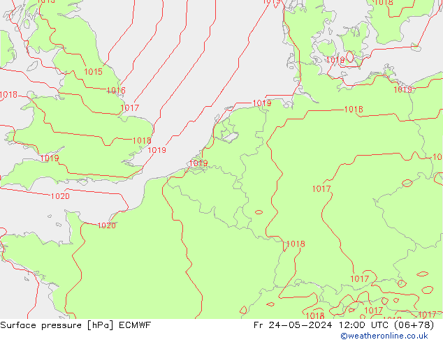 Surface pressure ECMWF Fr 24.05.2024 12 UTC