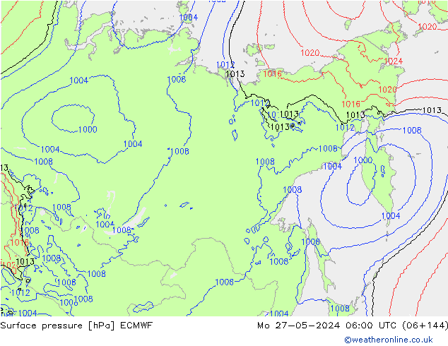 Pressione al suolo ECMWF lun 27.05.2024 06 UTC