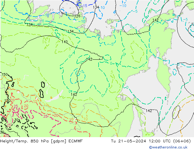 Yükseklik/Sıc. 850 hPa ECMWF Sa 21.05.2024 12 UTC