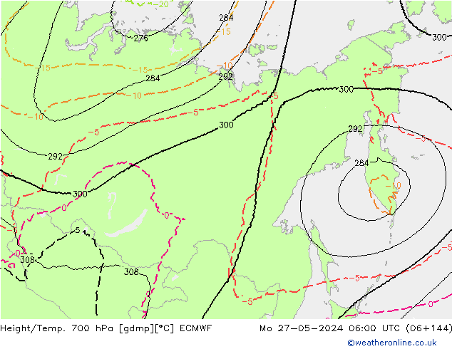 Height/Temp. 700 hPa ECMWF lun 27.05.2024 06 UTC