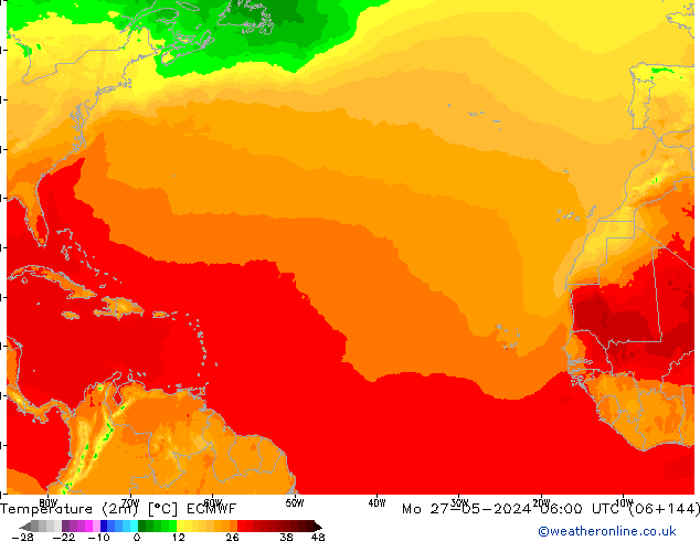 Sıcaklık Haritası (2m) ECMWF Pzt 27.05.2024 06 UTC