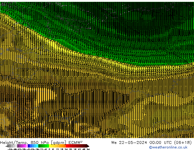 Height/Temp. 850 hPa ECMWF We 22.05.2024 00 UTC