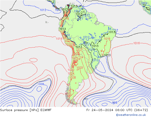 Surface pressure ECMWF Fr 24.05.2024 06 UTC