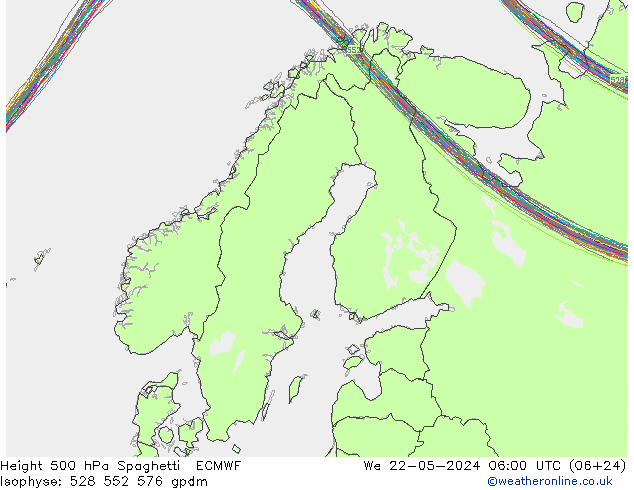 Height 500 hPa Spaghetti ECMWF St 22.05.2024 06 UTC