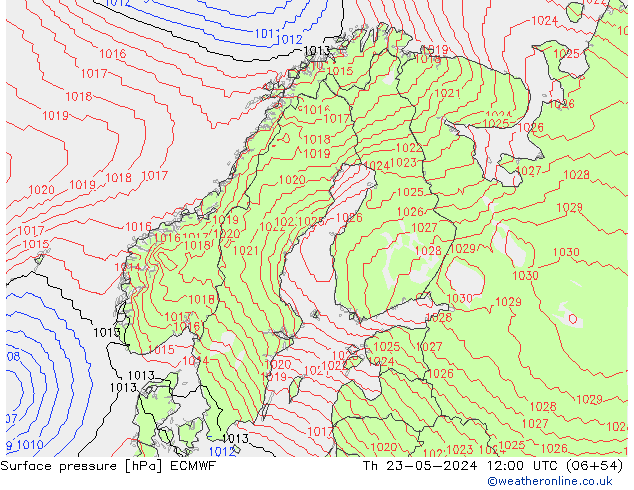 Bodendruck ECMWF Do 23.05.2024 12 UTC