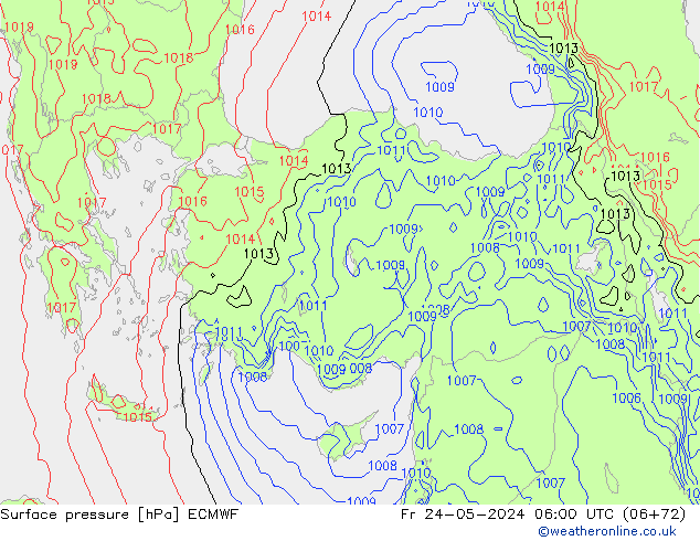 pressão do solo ECMWF Sex 24.05.2024 06 UTC