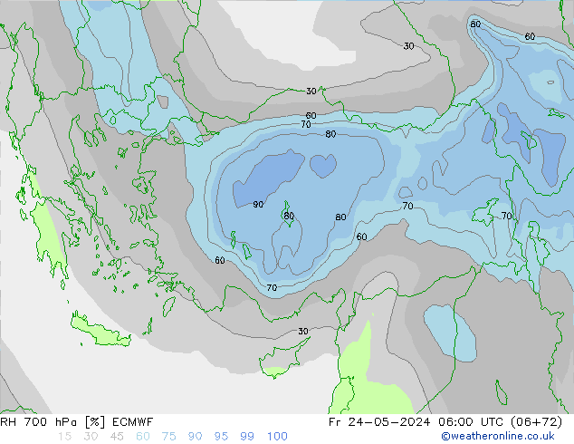 RH 700 hPa ECMWF  24.05.2024 06 UTC