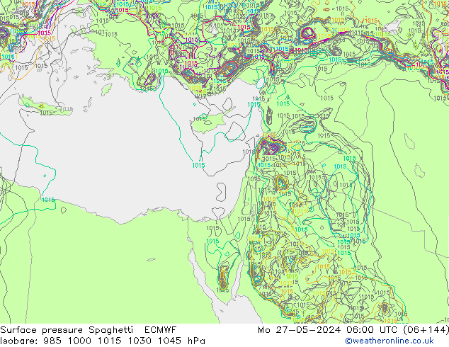 Surface pressure Spaghetti ECMWF Mo 27.05.2024 06 UTC