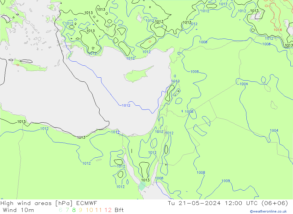 yüksek rüzgarlı alanlar ECMWF Sa 21.05.2024 12 UTC