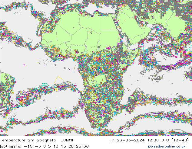 Temperaturkarte Spaghetti ECMWF Do 23.05.2024 12 UTC