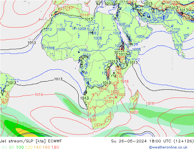 Prąd strumieniowy ECMWF nie. 26.05.2024 18 UTC