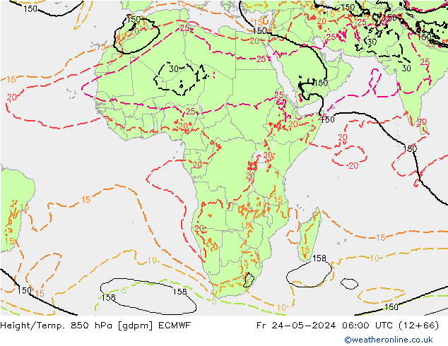 Géop./Temp. 850 hPa ECMWF ven 24.05.2024 06 UTC
