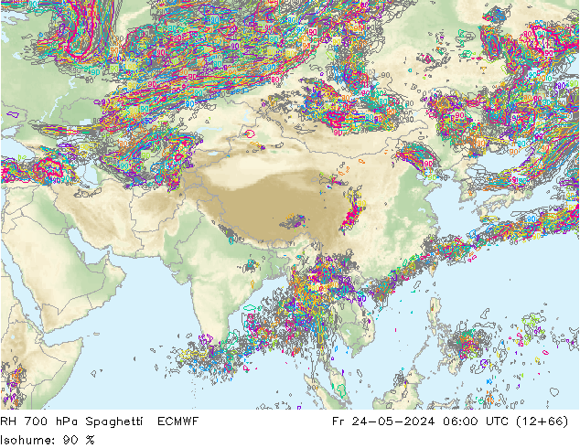 RH 700 hPa Spaghetti ECMWF pt. 24.05.2024 06 UTC