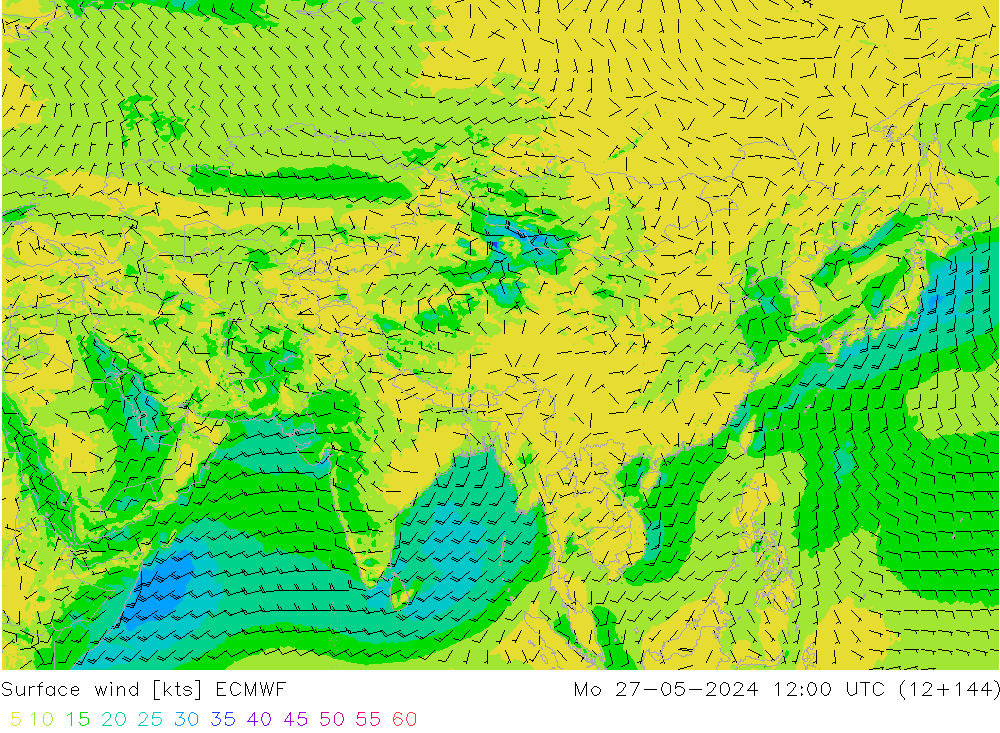 Surface wind ECMWF Mo 27.05.2024 12 UTC