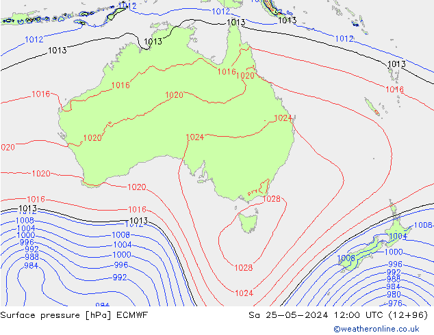 Atmosférický tlak ECMWF So 25.05.2024 12 UTC