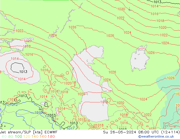 джет/приземное давление ECMWF Вс 26.05.2024 06 UTC