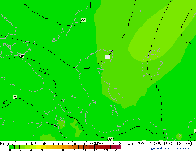 Géop./Temp. 925 hPa ECMWF ven 24.05.2024 18 UTC